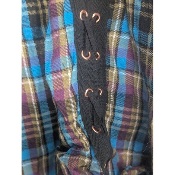 Savage × Fenty Tied Up Tartan PJ Raw Hem Button Down Sleep Shirt XL -NEW- - Picture 7 of 8